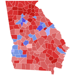 2010 United States Senate election in Georgia results map by county.svg