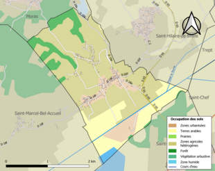 Barevná mapa znázorňující využití půdy.