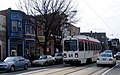 SEPTA'S Route 34 trolley in the 4500 block of Baltimore Avenue