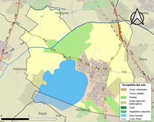 Barevná mapa znázorňující využití půdy.