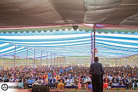 Audience of orientation ceremony from stage (2023)