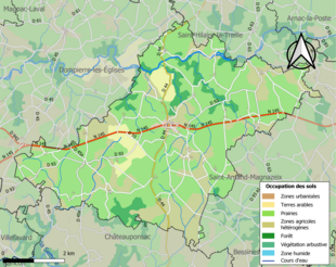 Kolorowa mapa przedstawiająca użytkowanie gruntów.