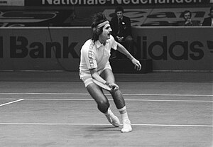 ABN-tennistoernooi in Ahoy te Rotterdam, Jimmy Conners aktie tegen Wilkison 17 maart 1981, Bestanddeelnr 931-3785.jpg