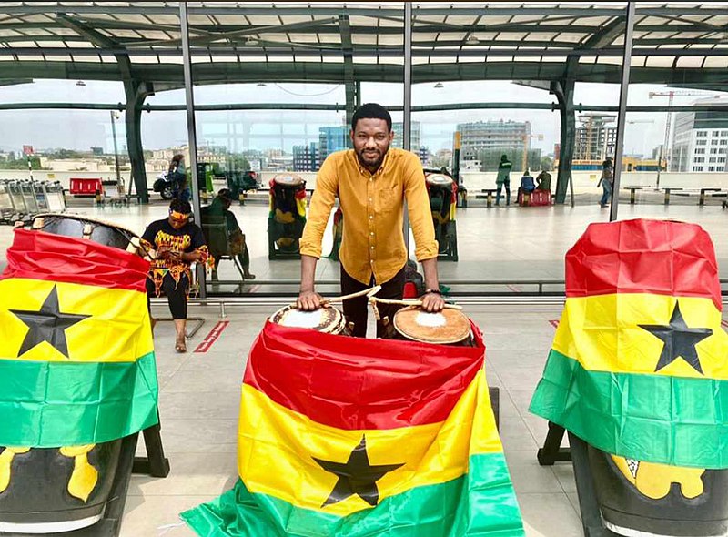 File:A man with the talking drums at Ghana's 65th independence day celebration in Accra.jpg