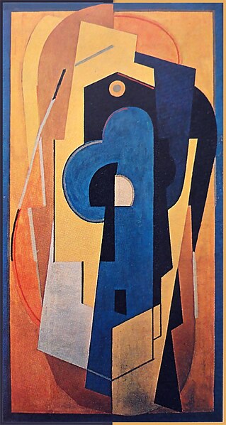 File:Albert Gleizes, 1921, Composition bleu et jaune (Composition jaune), oil on canvas, 200.5 x 110 cm DSC00547.jpg