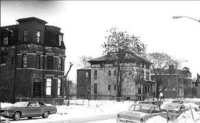 Alfred Street in the 1970s.The first house was the Thomas McGraw House built in 1874 and demolished in 2001.