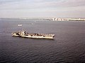 An aerial starboard view of the nuclear-powered aircraft carrier USS DWIGHT D. EISENHOWER (CVN 69) anchored off the coast of Fort Lauderdale, Florida - DPLA - 927da5d314cfdc66ecd9470f17f2d9f8.jpeg