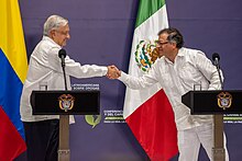 Lopez Obrador with Colombian President Gustavo Petro in September 2023 Andres Manuel Lopez Obrador y Gustavo Petro 2.jpg