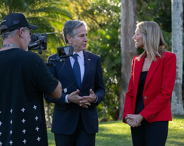 Antony Blinken (United States Secretary of State) being interviewed for the program in July 2023 by Amelia Adams