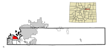 Arapahoe County Colorado Incorporated and Unincorporated areas Cherry Hills Village Highlighted.svg