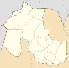 Mapa konturowa prowincji Jujuy, blisko centrum na prawo znajduje się punkt z opisem „Humahuaca”