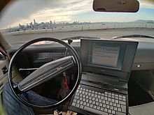 Canon BN200 in a Chevrolet Nova with a view on San Francisco as a mobile office setup. BN200-DE in Nova71-SF.jpg
