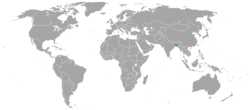 Mapa indicando localizações de Bangladesh e Panamá