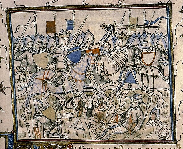 Description de l'image Bataille de Vézeronce (France, Paris. Bibliothèque Sainte-Geneviève, Ms. 783 f. 013).jpg.