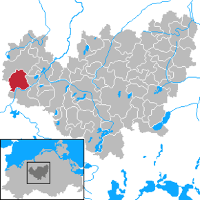 Poziția Baumgarten pe harta districtului Güstrow