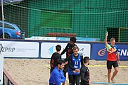 Deutsch: Beachhandball Europameisterschaften 2019 (Beach handball Euro); Tag 3: 4. Juli 2019 – Männer, Hauptrunde Gruppe II, Frankreich-Kroatien 0:2 (16:24, 10:27) English: Beach handball Euro; Day 3: 4 July 2019 – Men Main Round Group II – France-Croatia 0:2 (16:24, 10:27)
