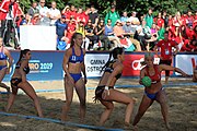 Deutsch: Beachhandball Europameisterschaften 2019 (Beach handball Euro); Tag 4: 5. Juli 2019 – Frauen, Viertelfinale, Spanien-Ungarn 1:2 (14:16, 26:16, 2:5) English: Beach handball Euro; Day 4: 5 July 2019 – Quarter Final Women – Spain-Hungary 1:2 (14:16, 26:16, 2:5)