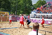 Deutsch: Beachhandball bei den Olympischen Jugendspielen 2018; Tag 7, 13. Oktober 2018; Jungen, Spiel um Platz Drei– Argentinien-Kroatien 2:0 English: Beach handball at the 2018 Summer Youth Olympics at 13 October 2018 – Boys Bronze Medal Match – Argentina-Croatia 2:0