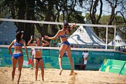 Deutsch: Beachvolleyball bei den Olympischen Jugendspielen 2018; Tag 8, 14. Oktober 2018; Mädchen, Achtelfinale – Mexiko-China 0:2 (15–21/16–21) English: Beach volleyball at the 2018 Summer Youth Olympics at 14 October 2018 – Girls Round of 16 – Mexico-China 0:2 (15–21/16–21)