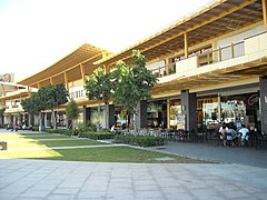 A series of restaurants at the mall's backside