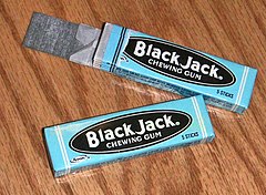 Two 5-stick packs of Black Jack gum Black jacks gum2.jpg