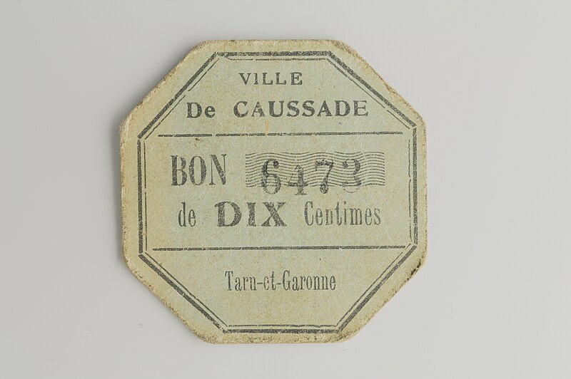 File:Bon de 10 centimes numéroté, ville de Caussade, début du XXe siècle, NM3285(1).jpg