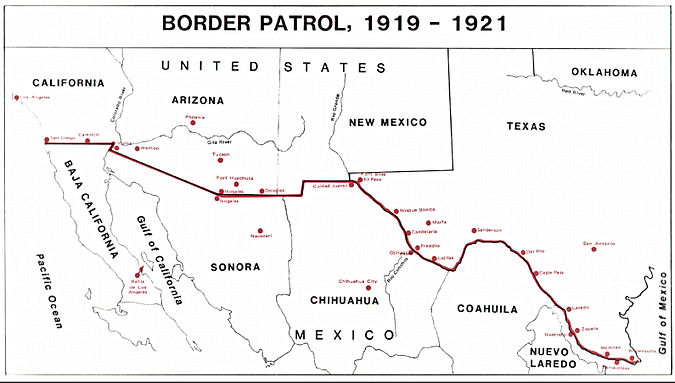 United States Army Air Service Mexican Border Patrol Map, 1919-1921. Border Patrol 1919-1921.jpg