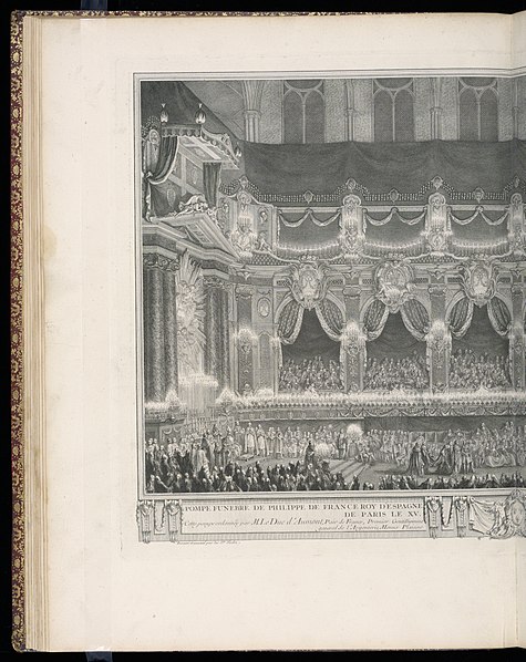 File:Bound Print, Pompe funèbre de Philipe de France Roy d’Espagne et des Indes, V. du nom, en l’église de Notre Dame de Paris, le XV décembre M.D.CCXLVI (Funeral of Philip V of Spain in the church of (CH 18221193-3).jpg