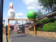 Cosmic Bowl is Scotland's first glow in the dark bowling alley. Bowling Entrance - geograph.org.uk - 3052572.jpg