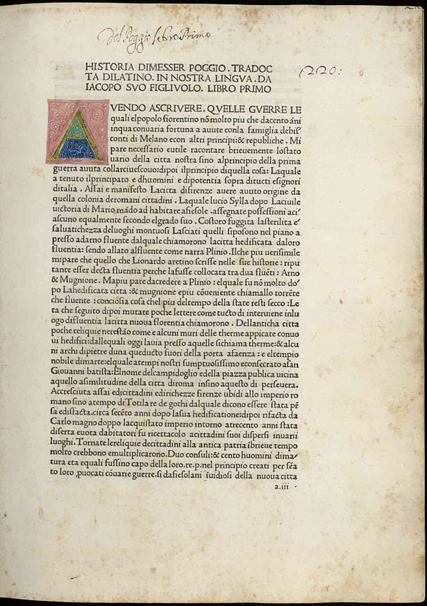 Historia Florentina, 1478