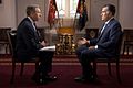 Image 21Brian Williams interviews Mitt Romney on July 25, 2012, during Romney's presidential campaign. (from News presenter)