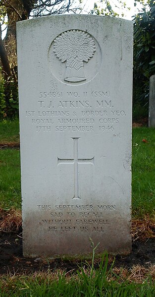 Bromsgrove cemetery, memorial for T.J. Atkins, MM