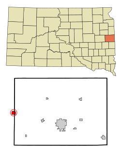 Lage von Arlington im Brookings County (unten) und in South Dakota (oben)