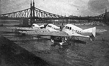 F13 floatplanes in Budapest, Hungary Budai also rakpart a Szent Gellert ternel, hidroplan allomas. Fortepan 16369.jpg