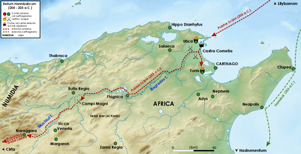 Scipio's military campaign in Africa (204-203 B.C.) Campagna africana di Scipione 204-203 aC.png