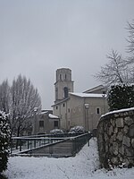 Campanile del complesso monumentale di San Domenico con la neve