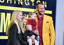 Wentz with his wife, children, and Tanya Snyder in March 2022 Carson Wentz and family.jpg