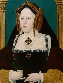 Portrett av en kvinne som har på seg en fløyelsfrakk og et gyldent brodert hodeplagg