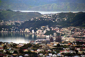 Central Wellington from overhead Karori, 1979.jpg