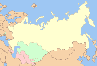 The Union State (yellow), states that have expressed interest in joining the Union (green), and other members of the CIS (pink) Commonwealth of Independent States Union of Russia and Belarus.svg