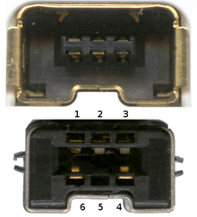 Female (top) and male (bottom) connector