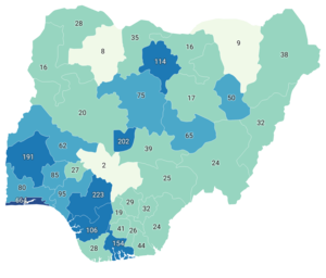 Confirmed COVID-19 Deaths in Nigeria by state as of 2 March 2021.