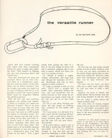 Early article on use of slings by Jan and Herb Conn.
