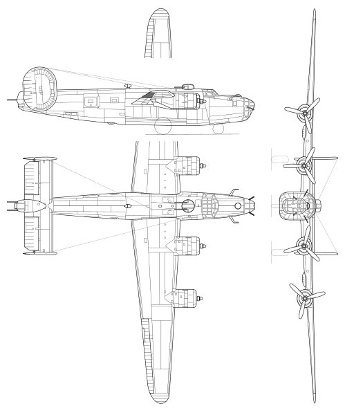 File:Consolidated B-24 Liberator 3-view.svg