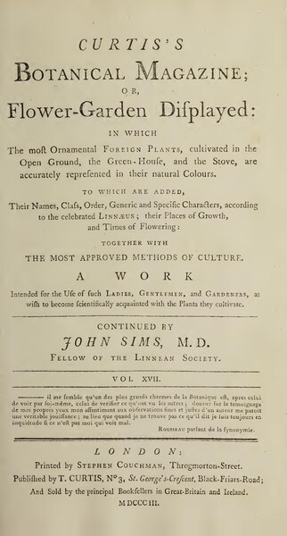 File:Curtis's botanical magazine, or, Flower-garden displayed - by John Sims. Volume 17, 1803 (IA s1id13292190).pdf