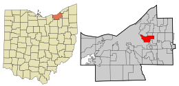 Lage in Cuyahoga County und im Bundesstaat Ohio.