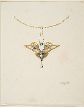 Design drawing of the same piece of jewellery, Philippe Wolfers, 1902