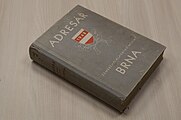 Budova Českého rozhlasu Brno, foceno během edit-a-thonu 15. dubna 2023. Adresář Brna z roku 1948.