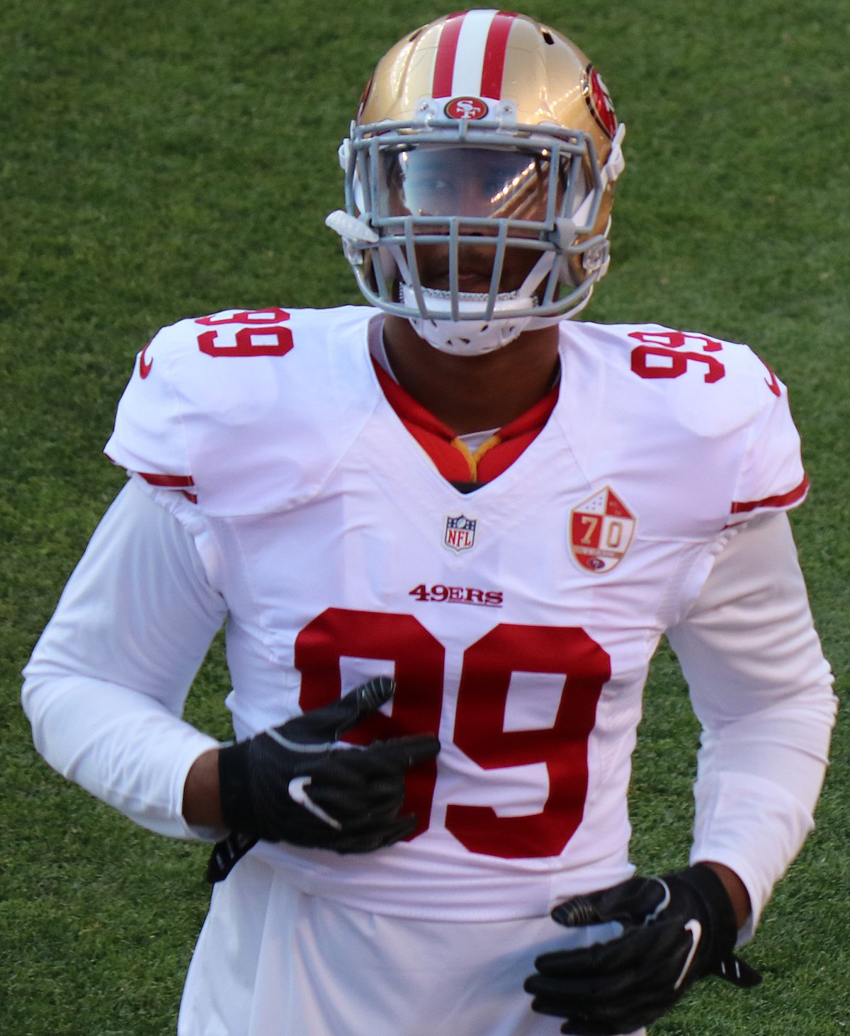 Indianapolis Colts defensive tackle DeForest Buckner (99) warms up