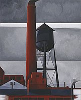 Charles Demuth, Chimney and Watertower, oil on composition board, 1931, Amon Carter Museum, Fort Worth, Texas